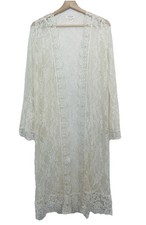 Kimono L Sheer Ivory Lace Bell Sleeve Overlay Romantic Resort Festival Boho