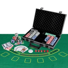 Texas Holdem Poker Chip Set w/400 Pieces Chips 2 Deck of Cards & Dealer Button