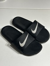 Size 5 Y Youths Nike Kawa Slides Black/White Slip On Shoes Sandals 819352 001