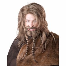 Viking Barbarian Dwarf Blonde Men Costume Wig Beard & Moustache