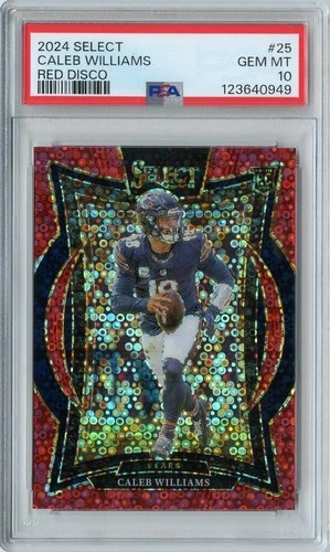 2024 Panini Select Caleb Williams RED DISCO Prizm Rookie RC #'D 21/49 #25 PSA 10