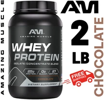 Amazing Muscle Whey Protein Powder Chocolate 2 LB 25G Protein IsolateConcentrate