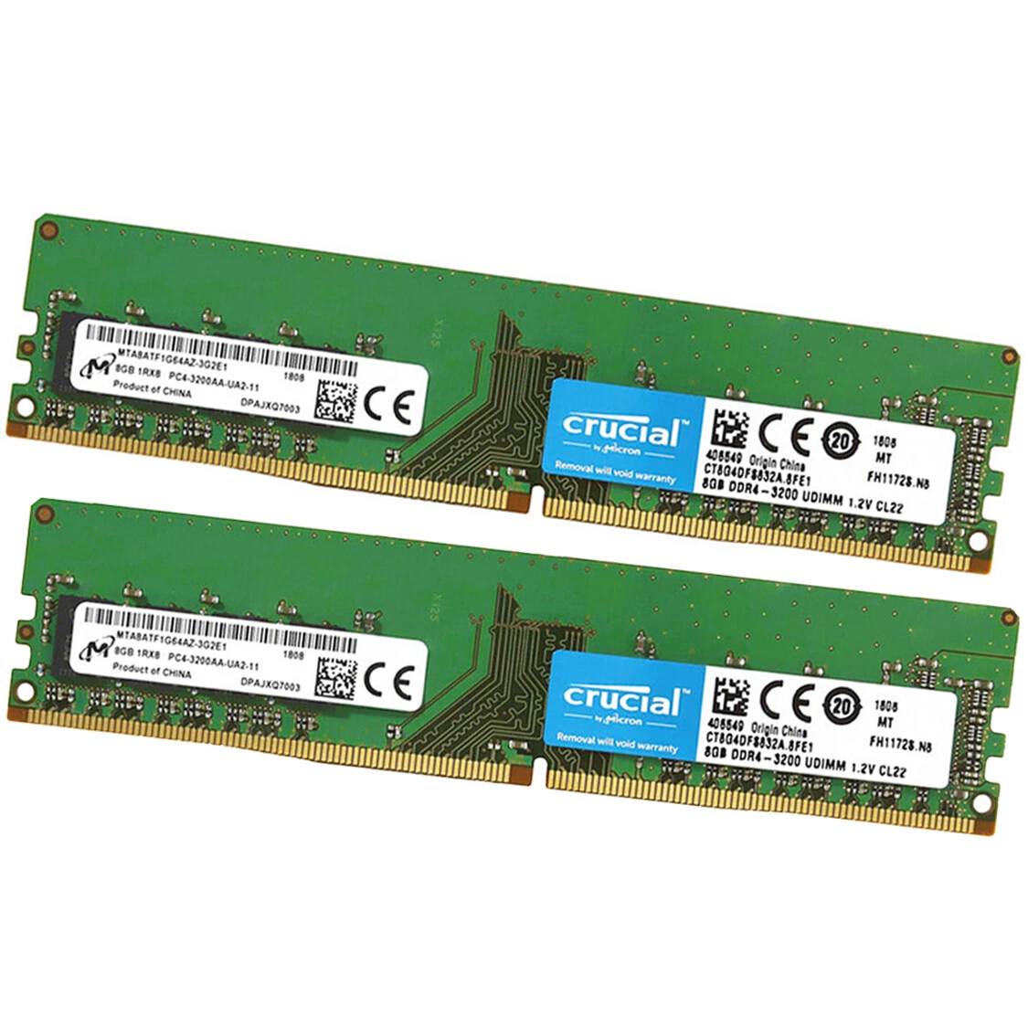 Crucial 16GB(2x 8GB) DDR4 3200MHz PC4 25600 UDIMM RAM 1.2V CL22 Desktop  Memory