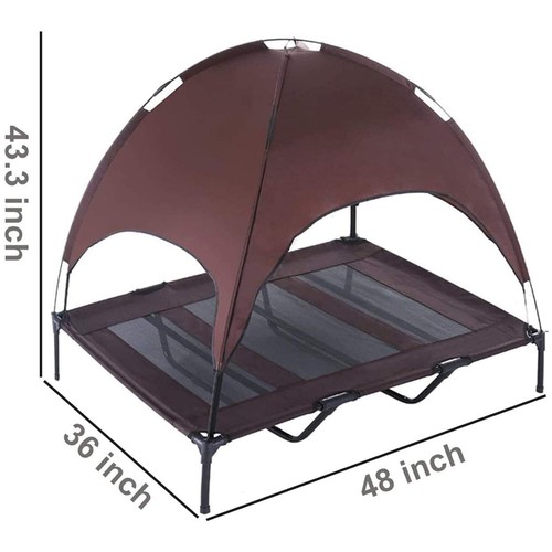 Elevated Dog Bed with Canopy Outdoor Raised Pet Cot Shade Tent Cooling Camping - Picture 2 of 25