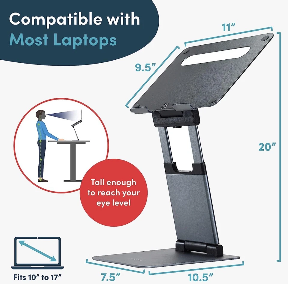 Lifelong Laptop Stand For Desk, Adjustable 11-17in, Ergonomic Riser - Image 3 of 4