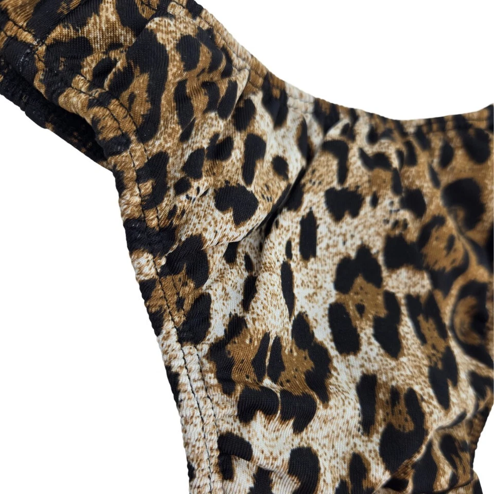 Leopard Print Satin Gaff Thong Feminine Tucking Panty for Crossdressers & Trans - Image 2 of 3