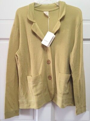 By Basics 100% Merino Wool Jacket Cardigan - Leek Green - Choose Size