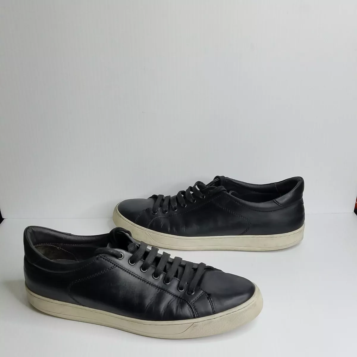 Bruno Magli Westy Mens Black Leather Low Top Lace Up Sneakers Shoes Size 11.5