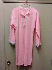 Vintage Van Raalte Sz. S Womens Pullover Long Nightgown Pink w Ecru Lace Nylon
