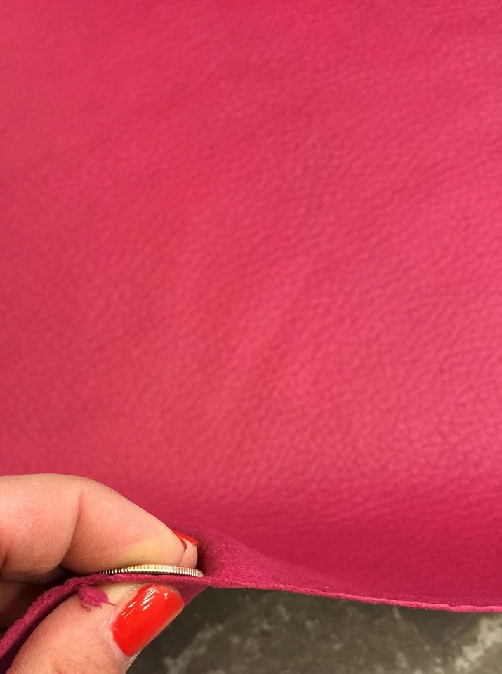 Fuchsia Pink Leather HideThin Bookbinding Gift Craft Material Upholstery Fabric - Image 4 of 4