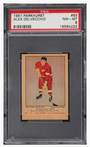 1951 Parkhurst Alex Delvecchio Rc Rookie #63 PSA 8 NM MT Low Pop