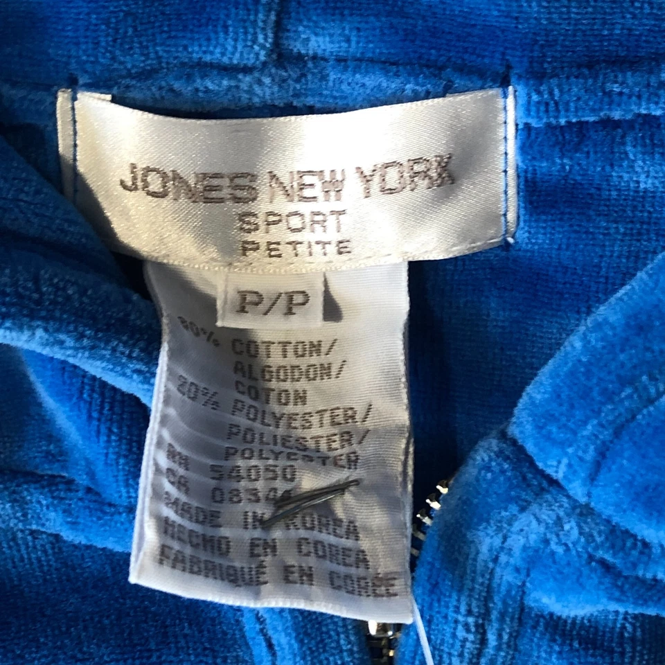 Vintage Jones New York Sport Women's P/P  Velour Tracksuit Hoodie Pants Blue - Image 2 of 4