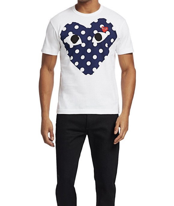 Comme des garcons play Blue Polka Dot Tee Shirt Men Small Unisex