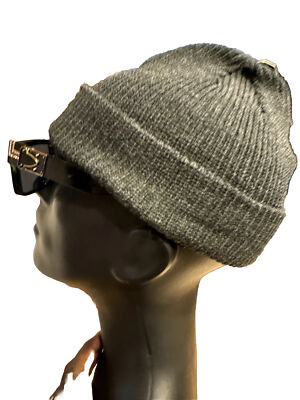 Warm Winter Knit Cuff Gray Beanie Hat Premium Headwear Fisherman