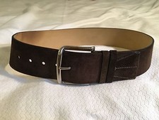 Prada Brown Suede 2.25" Belt with Large Silver Buckle Sz 32 EUC