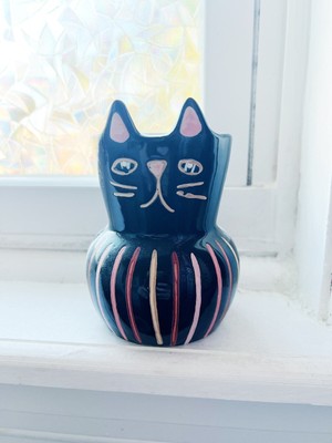 Threshold Family Cat Planter Black With Striped 4 1/2 inches