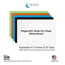 Magnetic Glass Board Dry Erase Standoff Frameless Wall Mounted w/ Marker  Tray