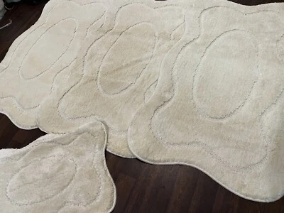 RUGWORLD ROMANY WASHABLE TRAVELLER MATS SETS NON SLIP SUPER ROSE RUGS CREAM GYPSY MATS