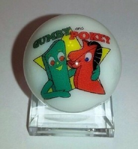 Gumby & Pokey 1" Glass Logo Marble w/ Stand