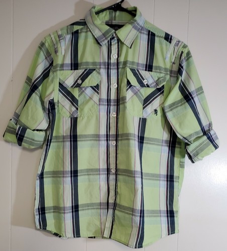 English Laundry Boys Green Button Western Shirt Size 14/16 Long Roll Tab Sleeves - Picture 5 of 5