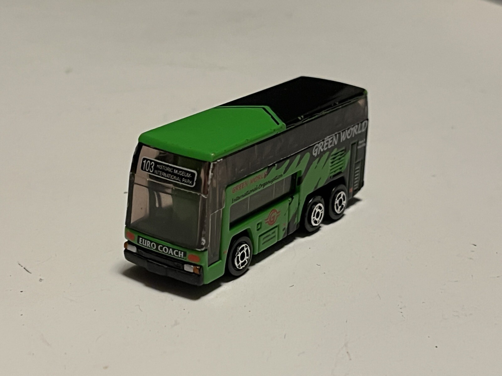 Diecast Double Decker Coach Black Green Model Toy Car Green World Bus
