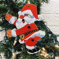 VTG  Paper Cardboard 5" Jointed Santa Christmas Ornament Adjustable Posable  VG  