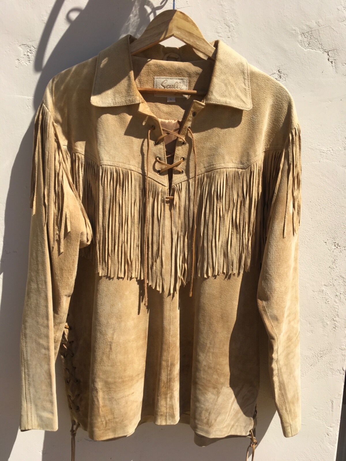 Scully, Boar Suede Leather, Fringed, Mountain Man or Shane Shirt, Large