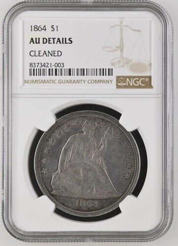 1864 Seated Liberty Silver Dollar Civil War $1 - NGC AU Details Rare Date!