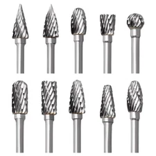 10 PCS Tungsten Carbide Rotary Burr Set, 1/8? Shank for Wood and Metal Working