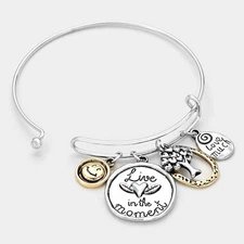 Expandable Wire Bangle Bracelet Tree of Life Live in the Moment Fashion Jewelry