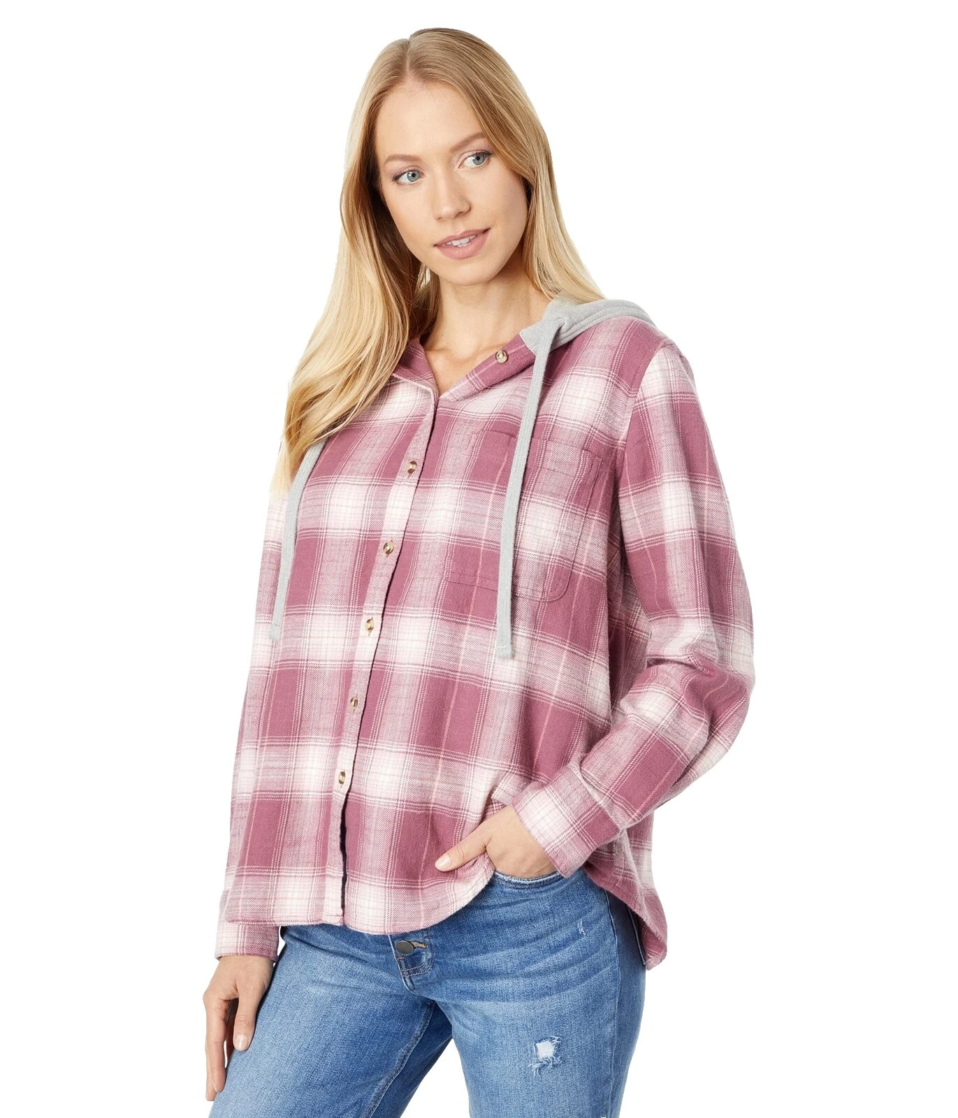 Cotton Blend Plaid Hoodies & Sweatshirts for Women