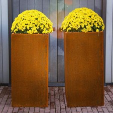 Tall Zinc Metal Planter Garden Corten Steel Plant Flowers Pot Outdoor Trough Tub