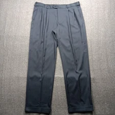 Savane Dress Pants Mens 38X32 Black Pleated Cuffed Professional Office