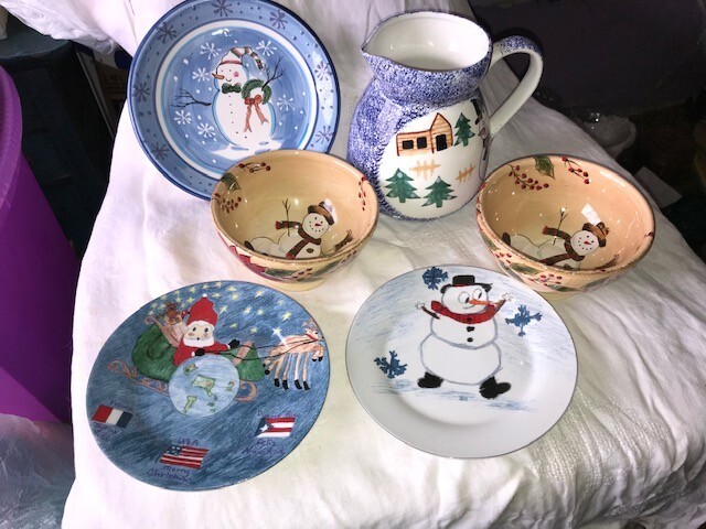 Snowman dishes bowls plates jug (smd6)