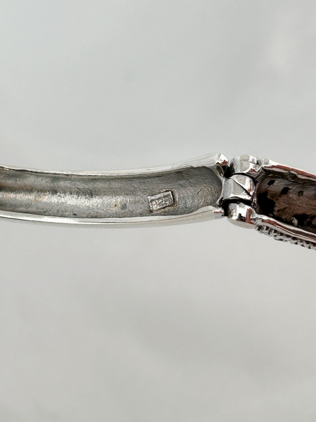 Solid Silver Panther Bangle Bracelet With Marcasi… - image 11