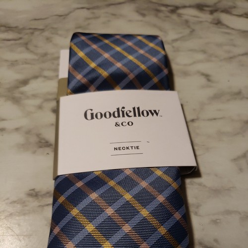 Goodfellow & Co Mens Classic Slim Neck Tie Blue Plaid. New w/ Tags 🎄🎁🎄 - Picture 2 of 2