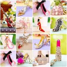 Crystal Rhinestone Keyring Keychain Charm Pendant Bag Purse Car Key Chain Ring