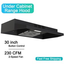 30in Kitchen Under Cabinet Range Hood 230CFM Convertible Black w/LED New