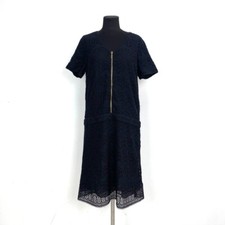 Sézane x La Redoute Ruffled Designer Black Dress Lace Cotton Size 42