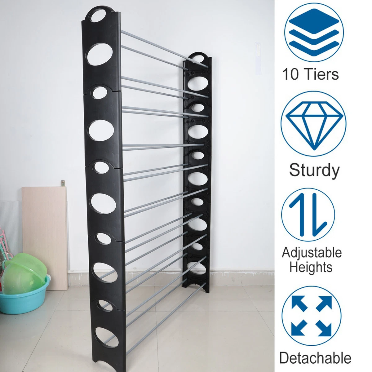 50 Pair 10 Tier Shoe Rack