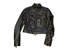 Belstaff 40 Dark Brown Leather Jacket Uk8 .