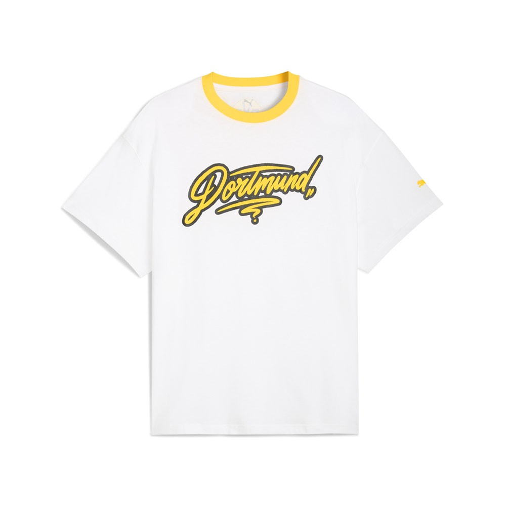 PUMA  Hoops X Borussia Dortmund Graphic Crew Neck Short Sleeve T-Shirt Mens Size
