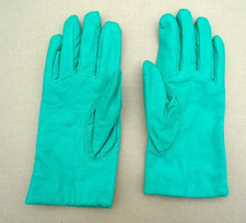 Vintage Leather Green Med. Adult Ladies Gloves Lining Polyester C36
