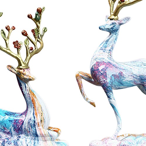 Reindeer Figurines Resin Sitting Standing Deer Statues for Bookcase TV Stand - Picture 2 of 7