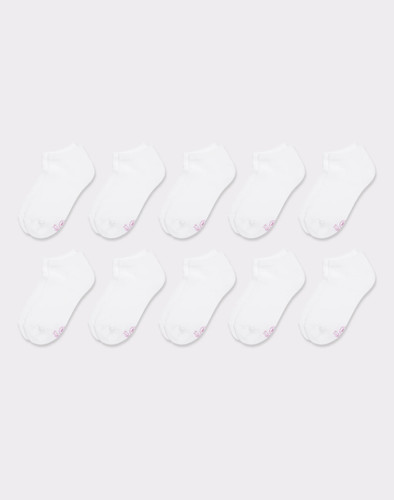 Hanes Girls' White No Show Socks 10-Pack - Picture 3 of 4