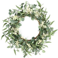 20'' Eucalyptus Wreath for Front Door, Porch, Window - Green Decor for Home,