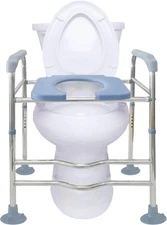 Raised Toilet Seat with Arms, 22in Width, Height Adjustable, Reinforced