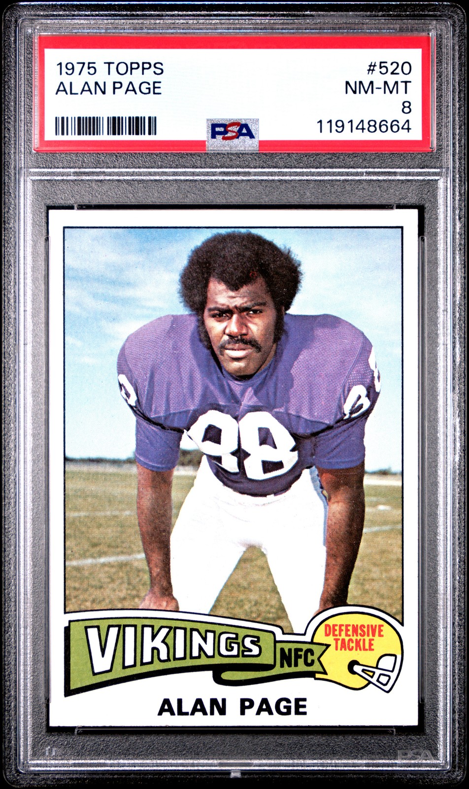 1975 TOPPS #520 ALAN PAGE PSA 8