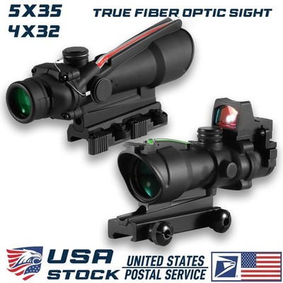 5X35 4X32 ACOG True Fiber Optic Red Green Cross Chevron Dot Tactical Sight Scope