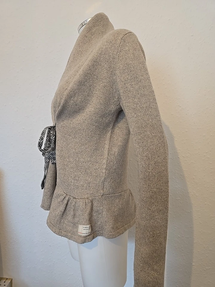 Cárdigan Odd Molly Crema Lana de Cordero Tejido Volantes Detalle Reino Unido S Foto 3 de 4